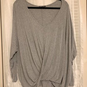 Grey Long Sleeve Blouse